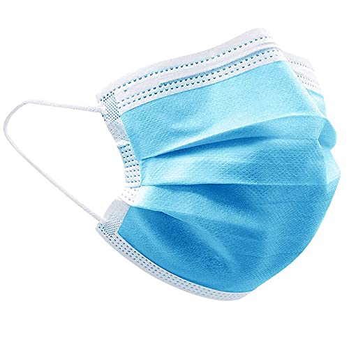 scale clean Protective Fabric Disposable Face Mask With Nose Clip Blue (Pack OF 50)