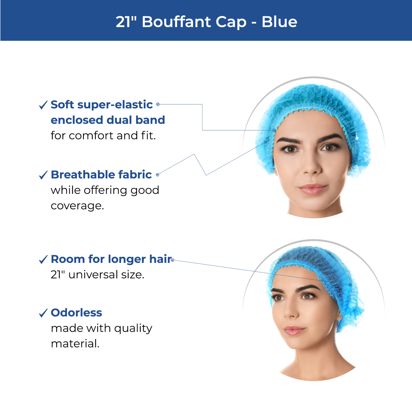 Disposable Bouffant Caps – Non-Woven Hair Cover, 100 Pcs