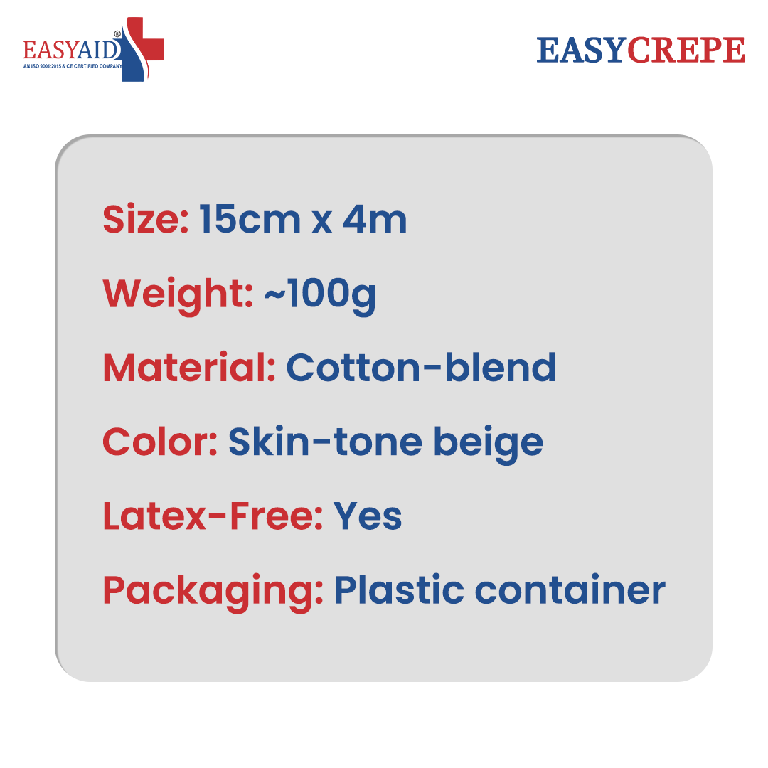 Easycrepe Cotton Crepe Bandage 15cm x 4m – Reusable Support & Sports Injury Aid