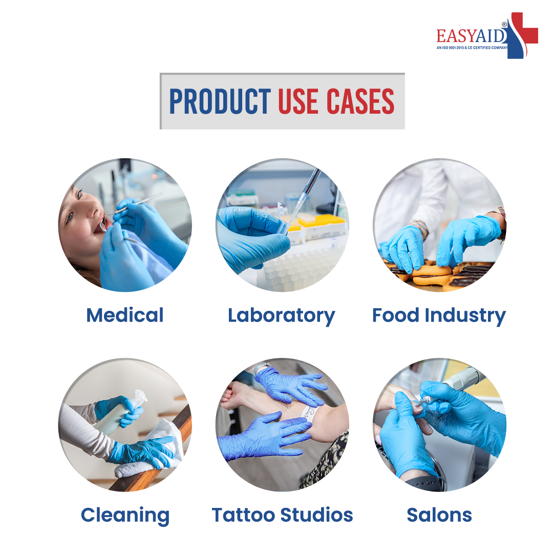 EASYAID Nitrile Examination Gloves – Green, Latex-Free, Powder-Free, Non-Sterile (Pack of 100)