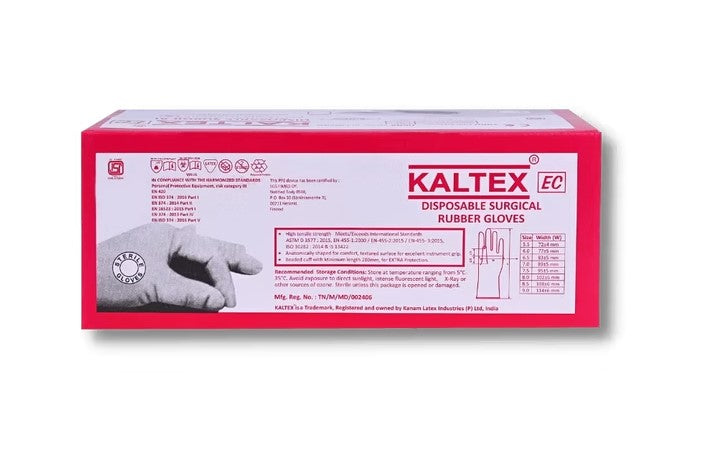 Kaltex Sterile Latex Surgical Gloves – Powdered, Sterile (25 Pairs)