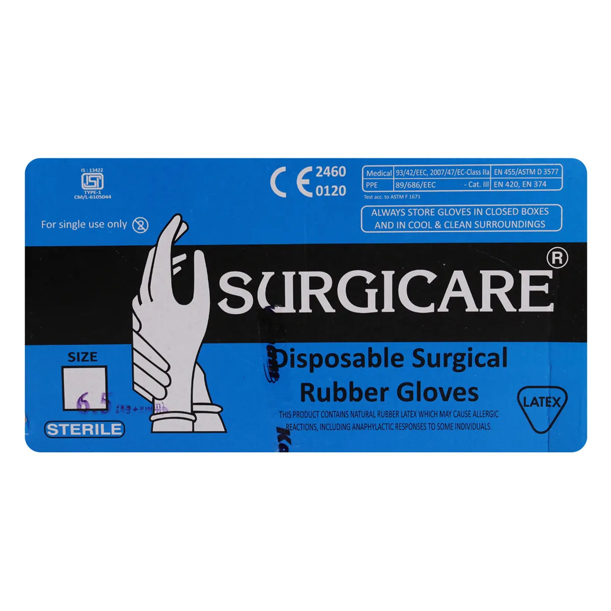 Surgicare Sterile Latex Surgical Gloves – Powdered (25 Pairs Box)
