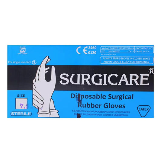 Surgicare Sterile Latex Surgical Gloves – Powdered (25 Pairs Box)