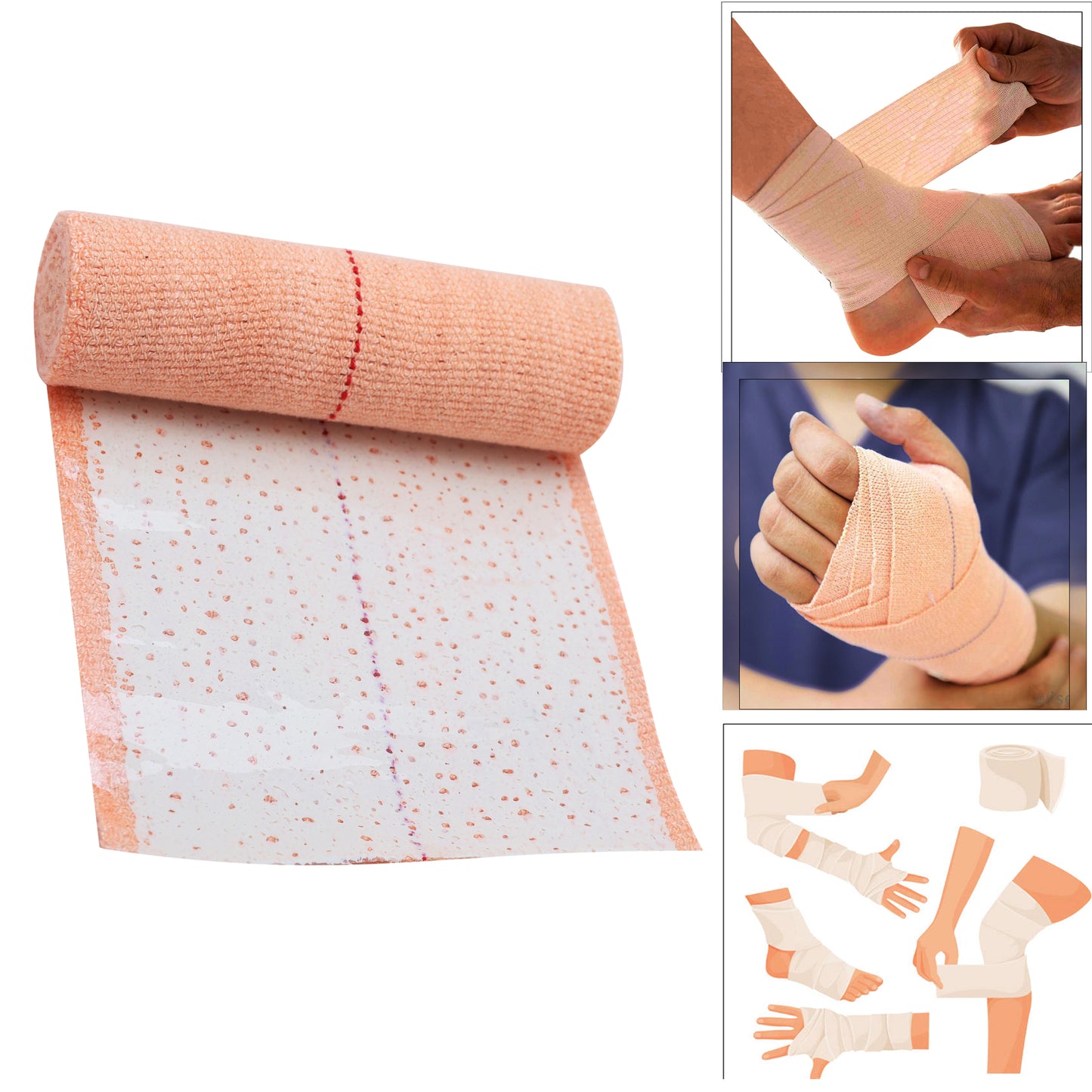 Premium Elastic Adhesive Bandage (Stretched Length 4/6M)  /Adhesive Stretched Crepe Bandage