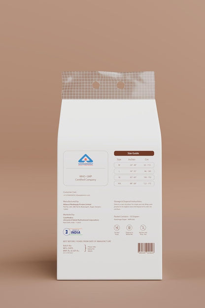 CareMedica Advantage Adult Diaper with Tape – Unisex, Rash-Free, 12-Hour Protection (M, L, XL, XXL Sizes Available)