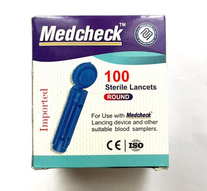 Medcheck Sterile Lancets (Round) – 100 Pcs, Blue