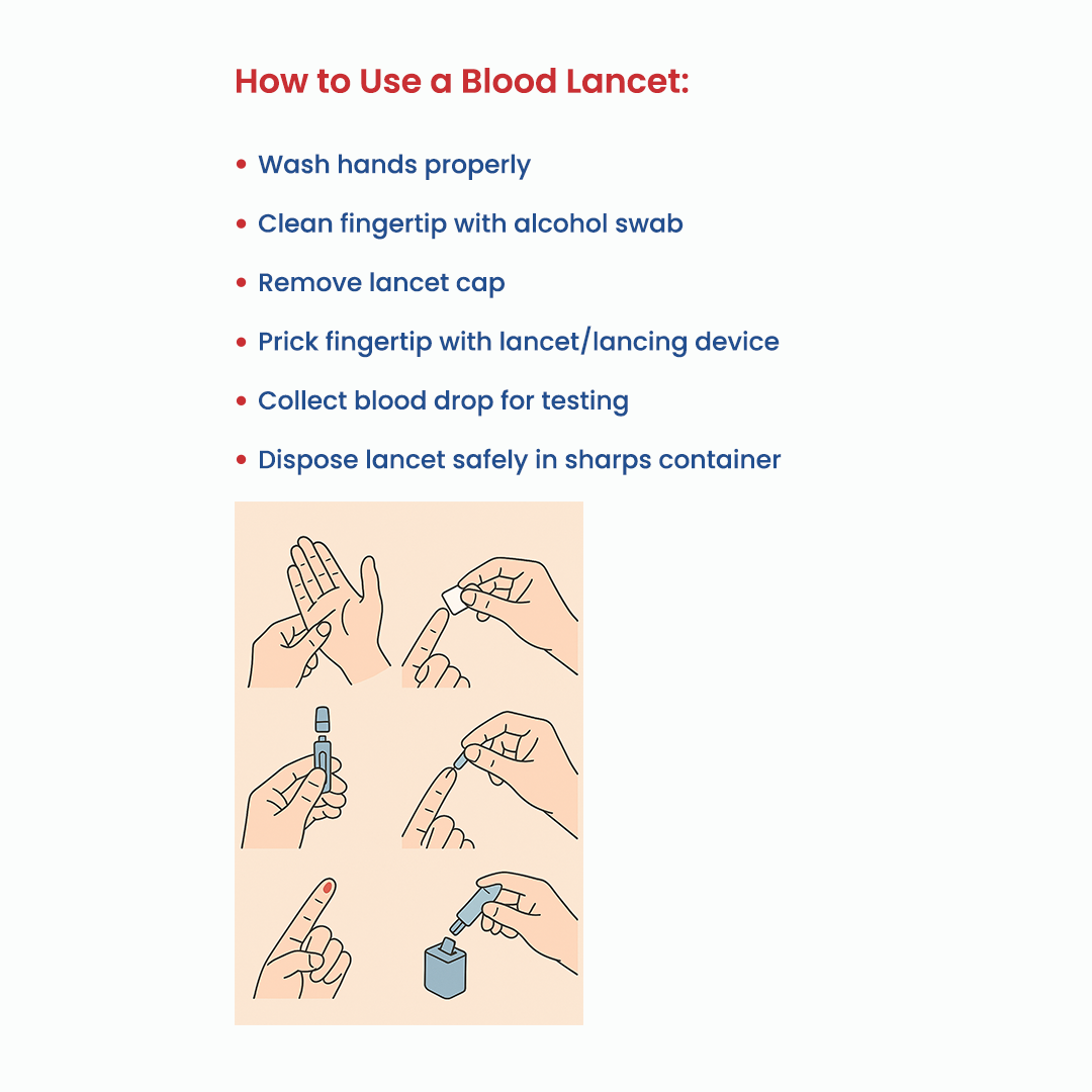 Medcheck Sterile Lancets (Round) – 100 Pcs, Blue