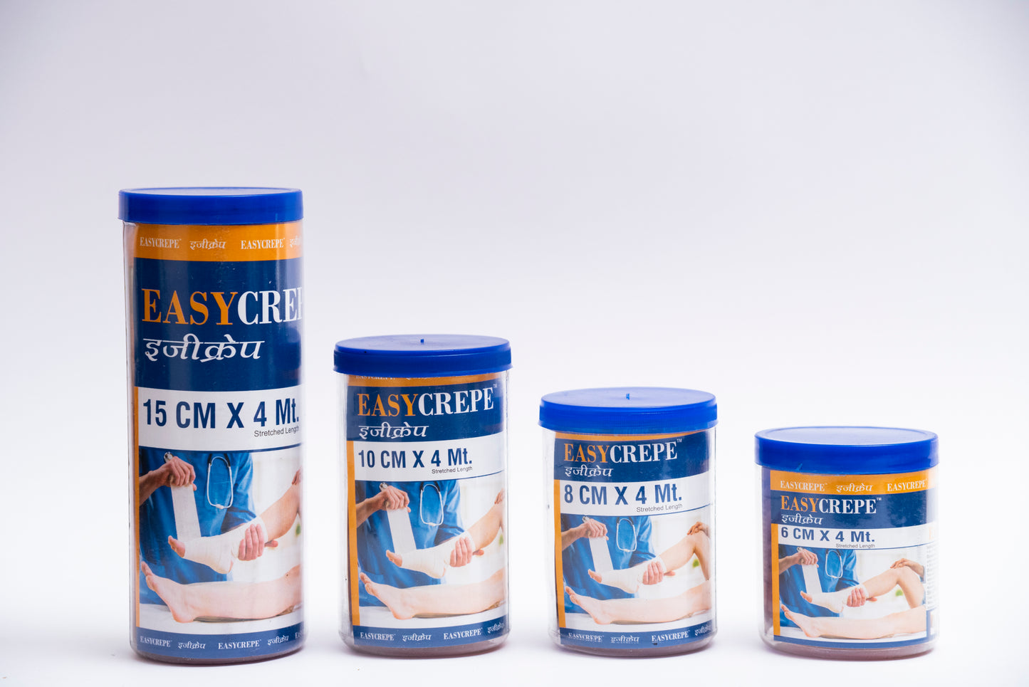 EASYCREPE Cotton Crepe Bandage Soft, Stretchable Compression Bandage for Pain Relief & Joint Support