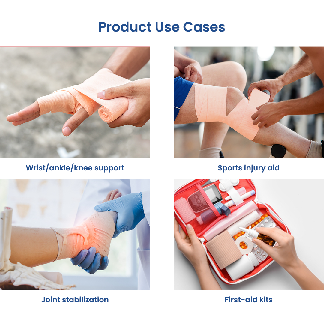 EASYCREPE Cotton Crepe Bandage Soft, Stretchable Compression Bandage for Pain Relief & Joint Support