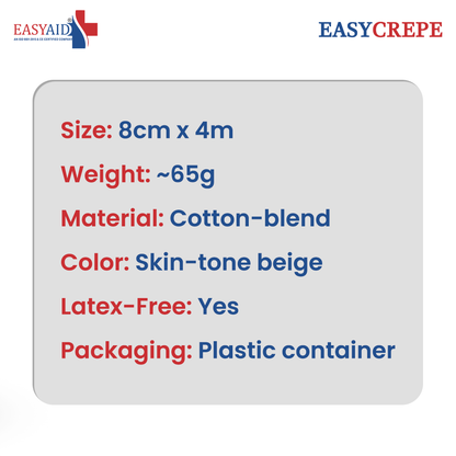 Easycrepe Cotton Crepe Bandage 8cm x 4m – Reusable Support & Sports Injury Aid