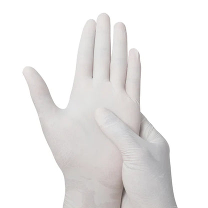 EASYAID Latex Examination Gloves Lightly Powdered, Milky White – 100 Pcs