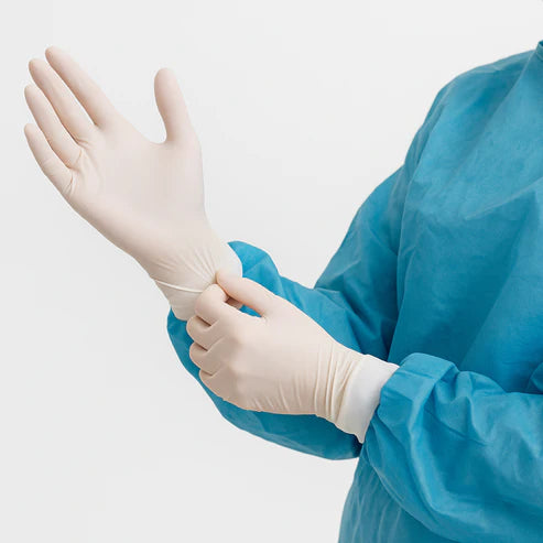EASYAID Latex Examination Gloves Lightly Powdered, Milky White – 100 Pcs