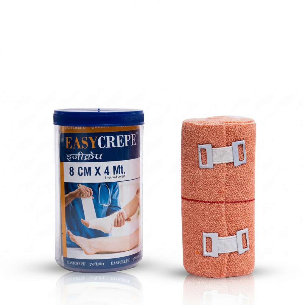 EASYCREPE Cotton Crepe Bandage Soft, Stretchable Compression Bandage for Pain Relief & Joint Support