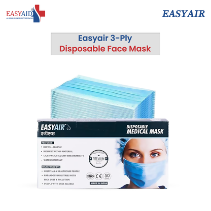 EASYAIR 3-Ply Disposable Face Mask Ear Loop Blue (50 pcs)