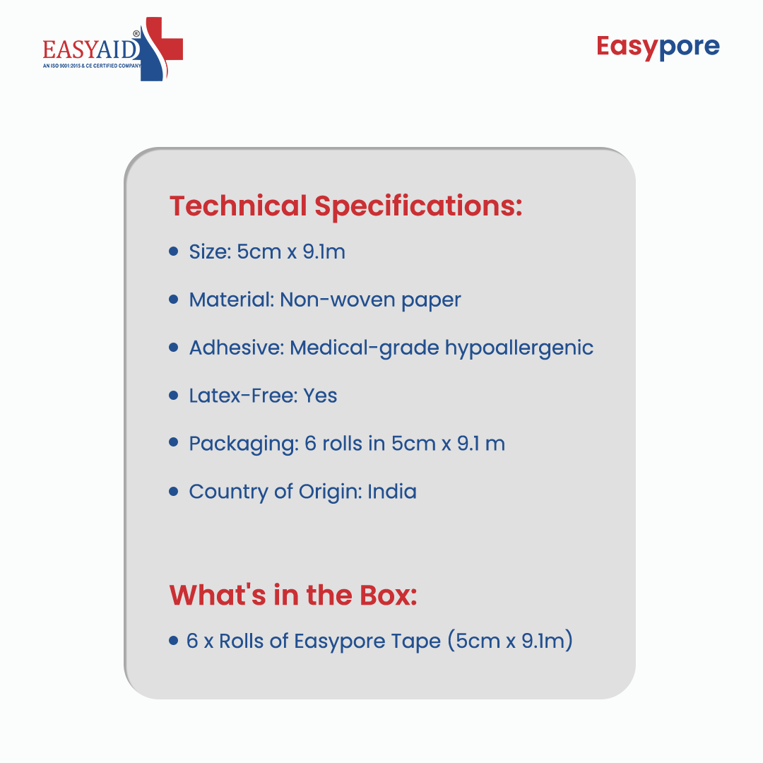 EASYPORE Microporous Paper Tape – 5cm x 9.1m – Box of 6