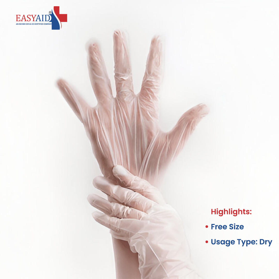EASYAID Poly PVC Gloves – Enhanced Grip, 100 Pcs