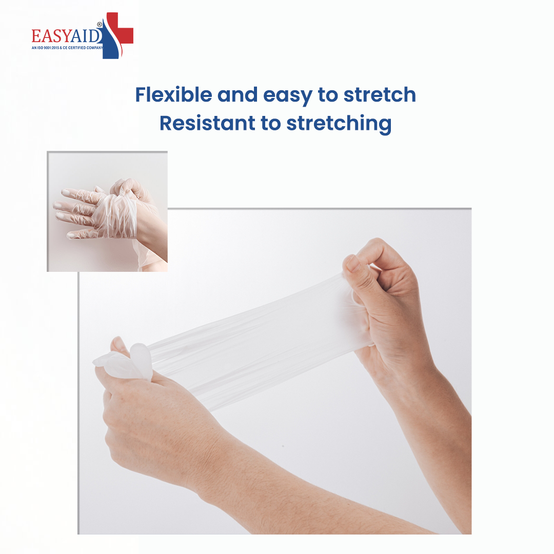 EASYAID Poly PVC Gloves – Enhanced Grip, 100 Pcs