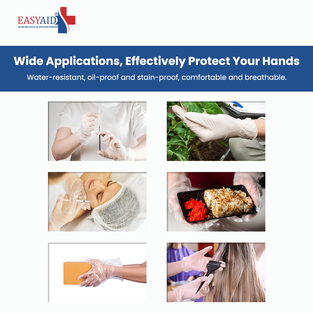 EASYAID Poly PVC Gloves – Enhanced Grip, 100 Pcs