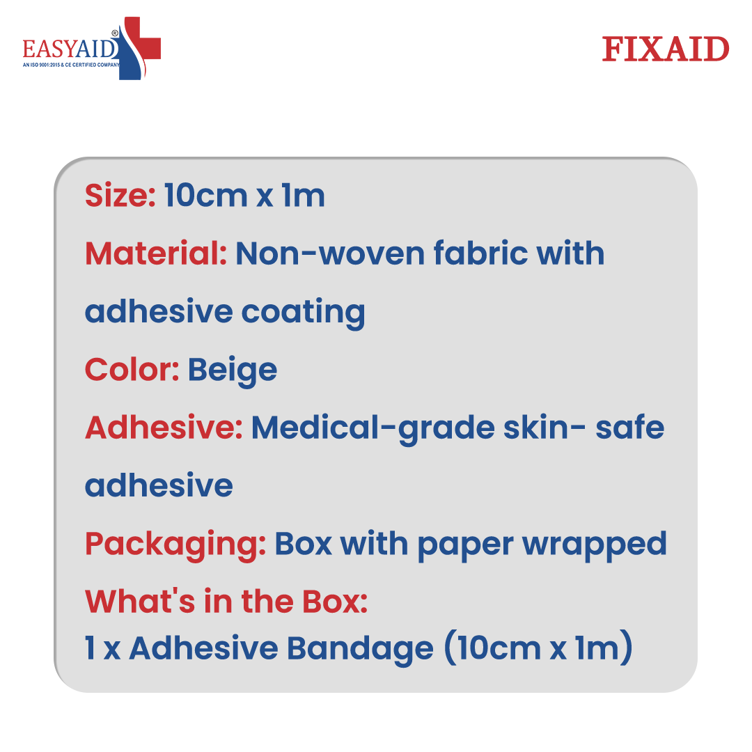EASYAID Fixaid Plast Adhesive Bandage 10cm x 1m – First Aid