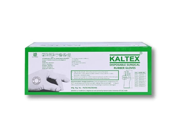 Kaltex Sterile Latex Surgical Gloves – Powdered, Sterile (25 Pairs)