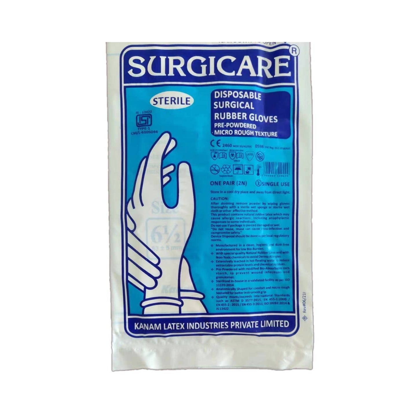 Surgicare Sterile Latex Surgical Gloves – Powdered (25 Pairs Box)